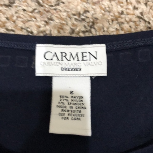 Carmen Marc Valvo Cocktail Dress Size Small Navy Blue Studded - Picture 6 of 8